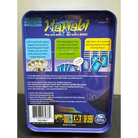 R&R Games Hanabi Fireworks Card Game Tin Travel Game Complete Excellent Light Sc - Picture 2 of 11